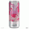A beverage can with flamingos appear and disappear